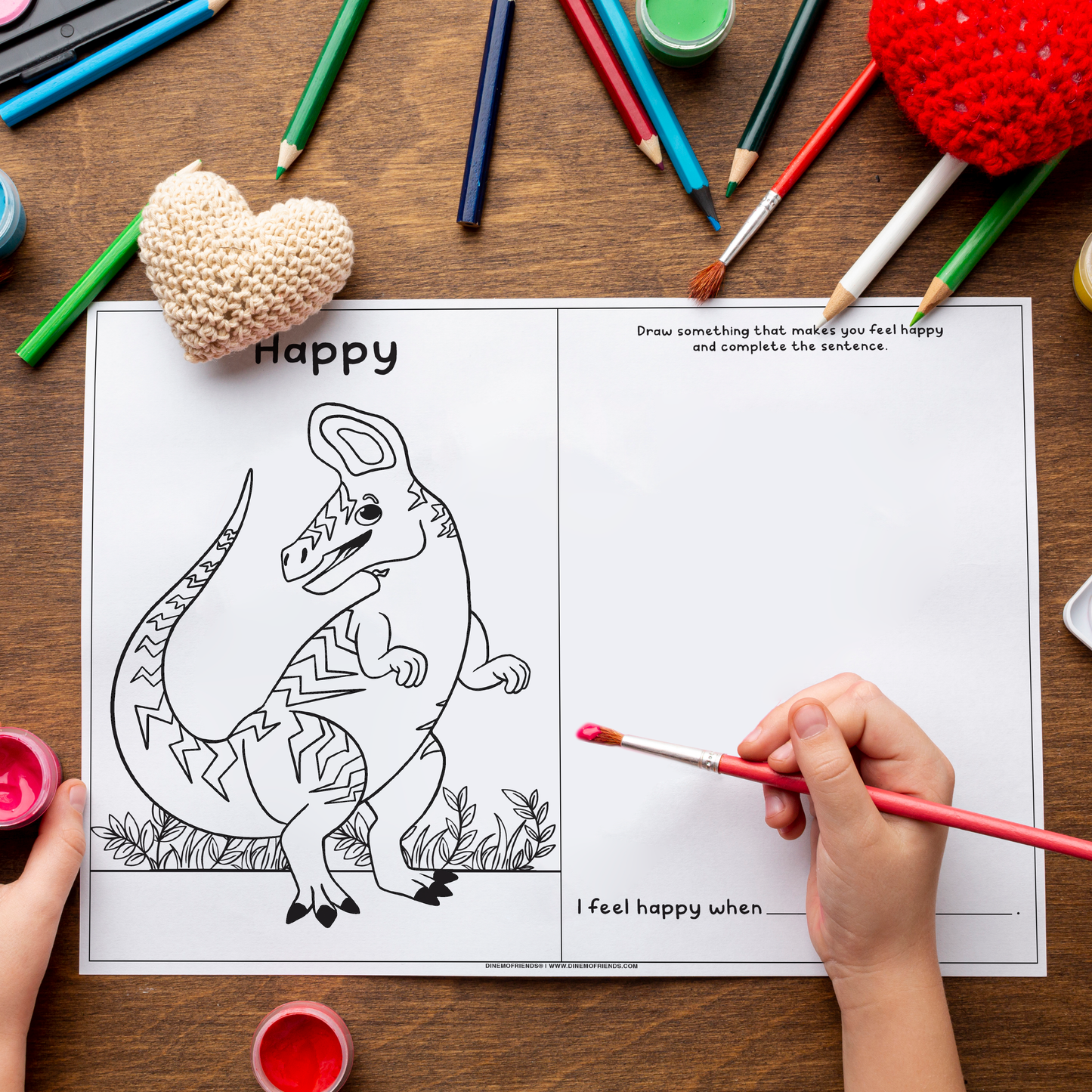 Happy Dino Coloring & Activity Page