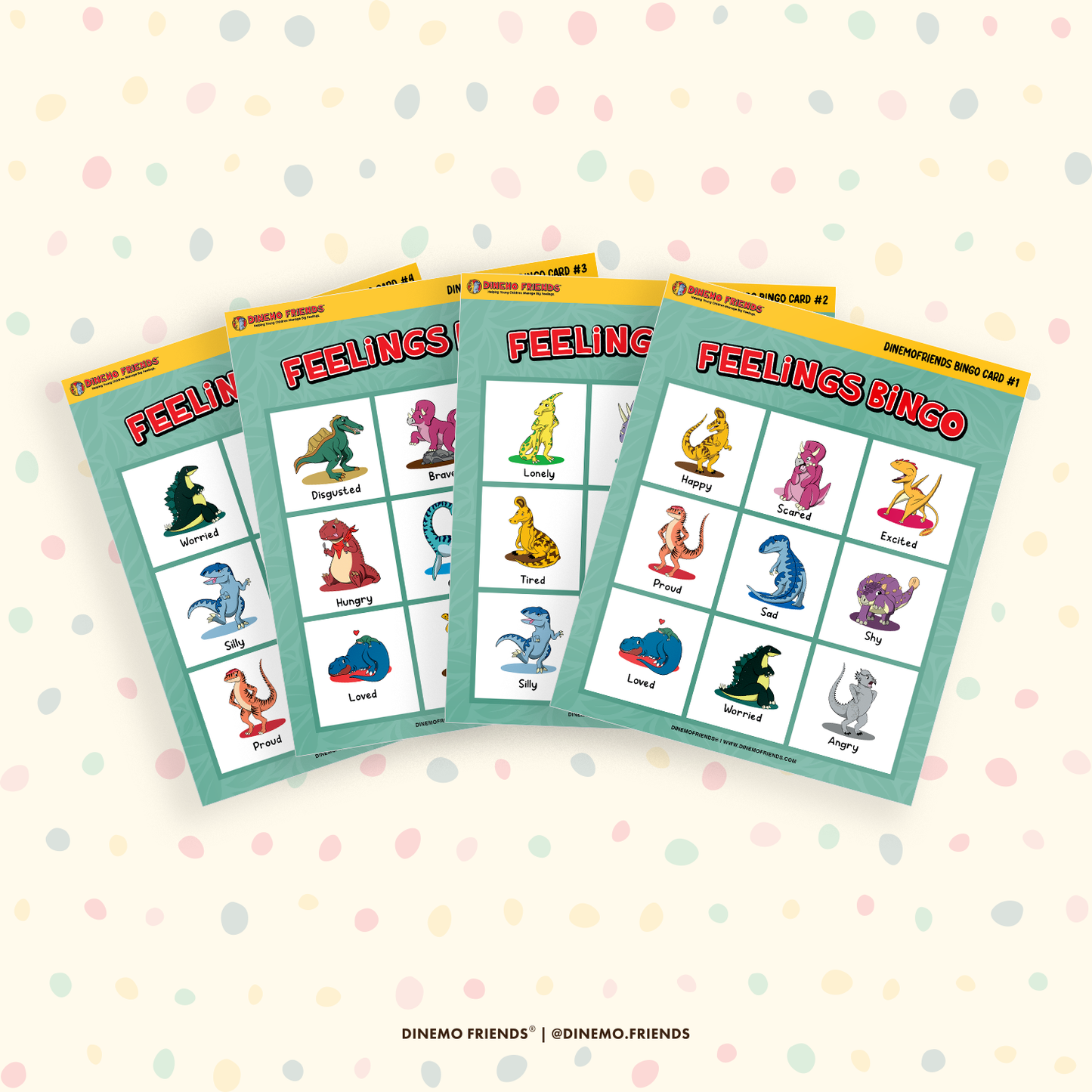 DinemoFriends Feelings Bingo Cards