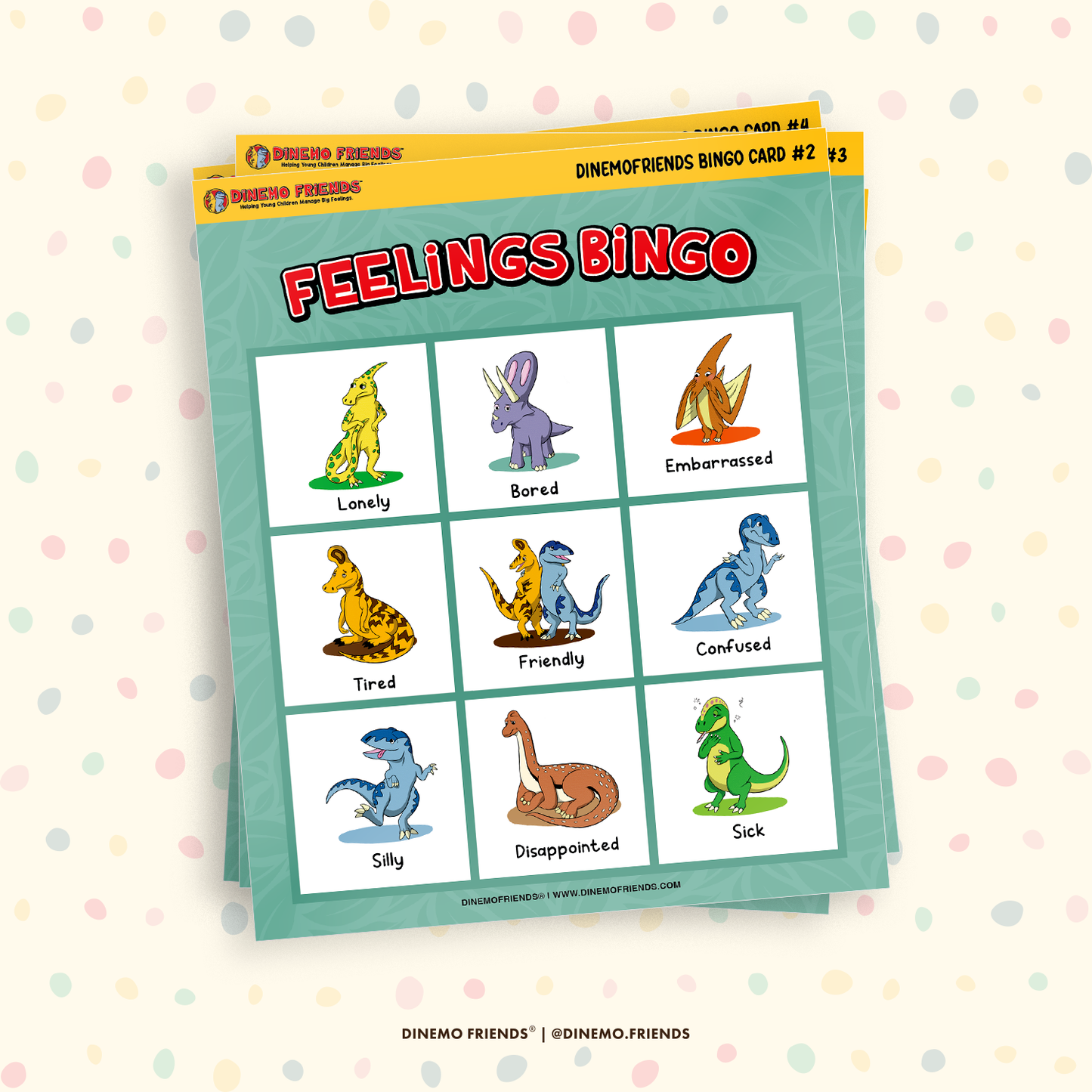 DinemoFriends Feelings Bingo Cards