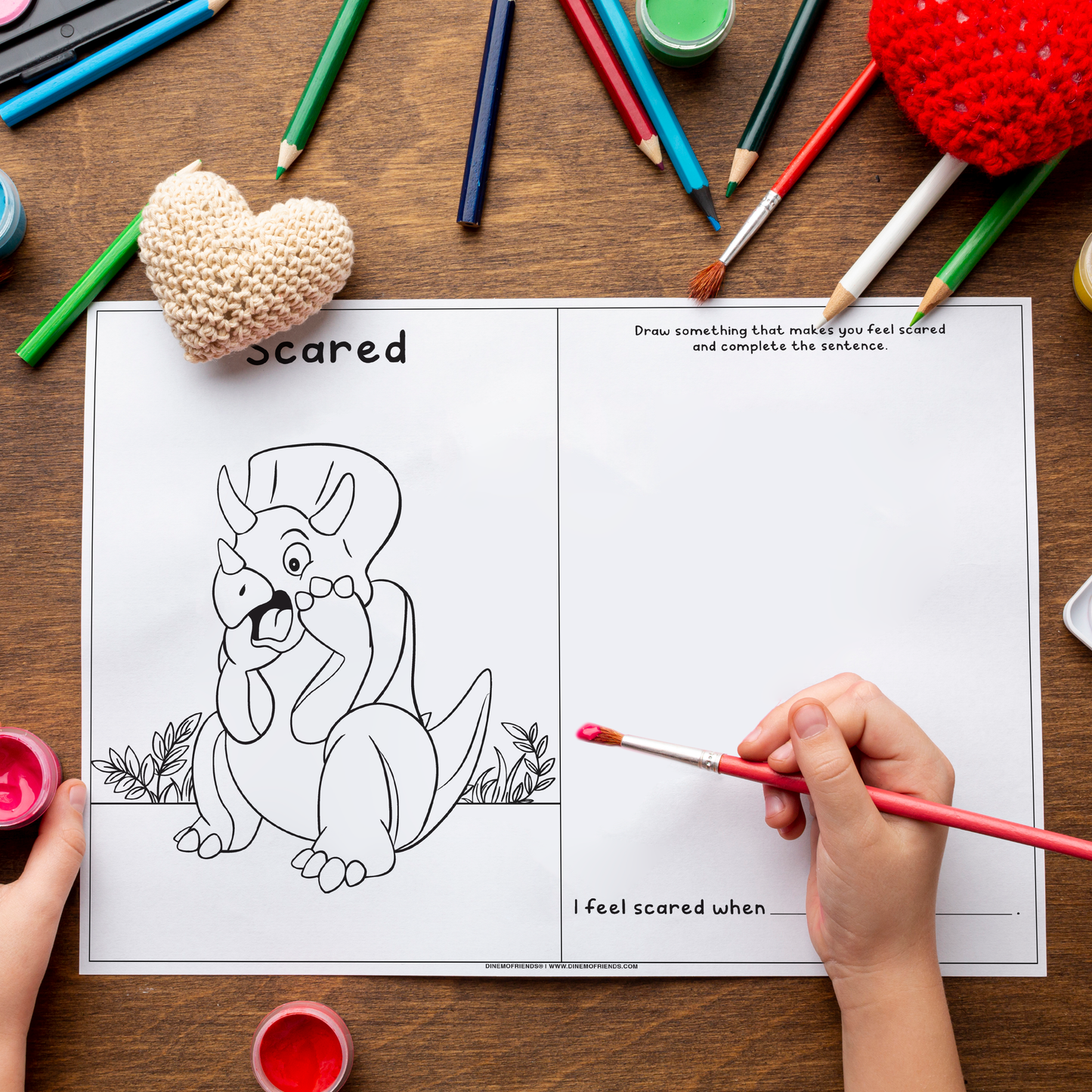 Scared Dino Coloring & Activity Page